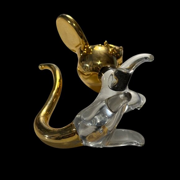 Vintage Prestige American Corp Crystal Glass Gold plated 3” Mouse Figurine - Picture 4 of 5